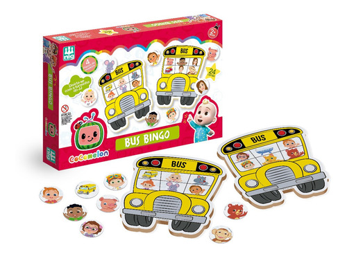 Jogo Bus Bingo Infantil Cocomelon Ônibus Peças Em Madeira Nf